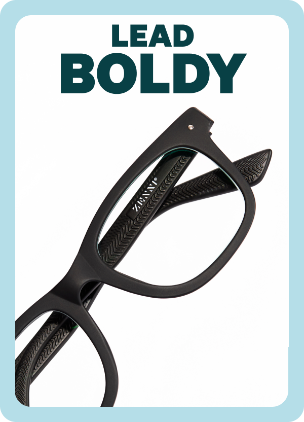 Square black Zenni frames from the Sam Cassell Collection, against a white background.