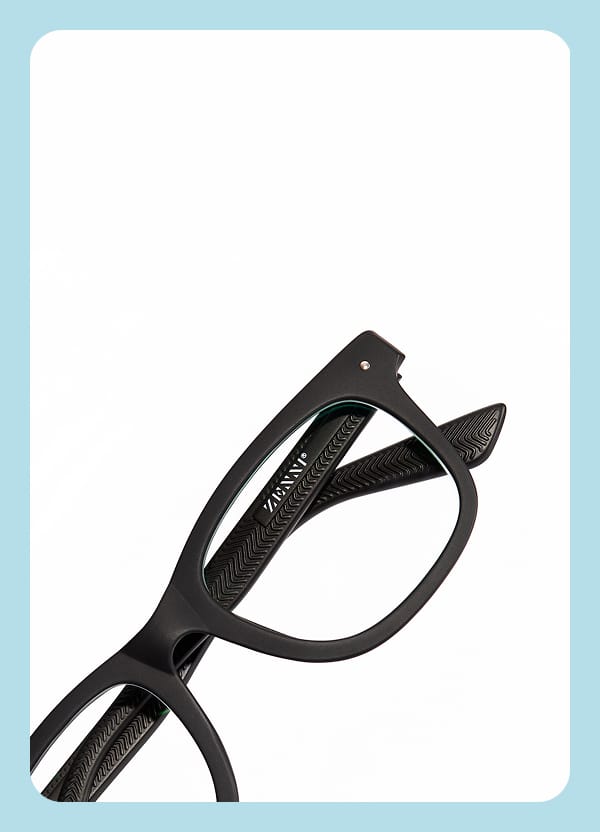 Square black Zenni frames from the Sam Cassell Collection, against a white background.