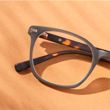 Gray frame with tortoiseshell temple arms.