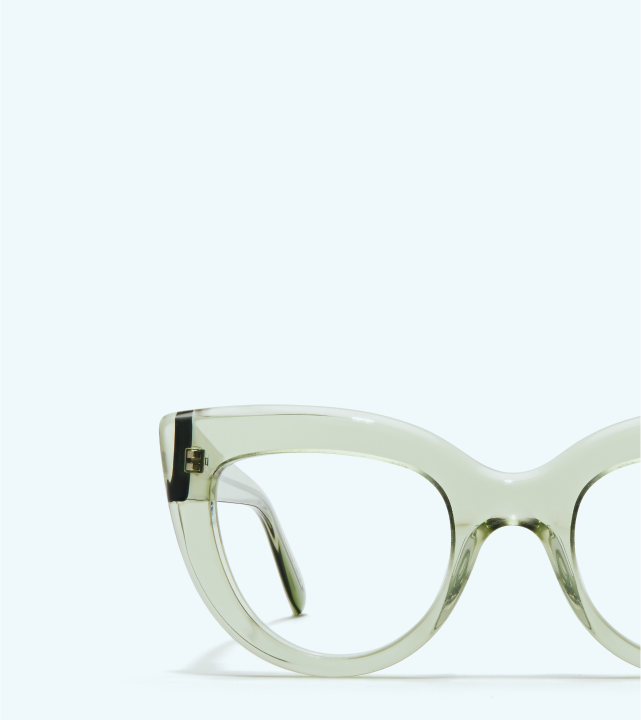 Oversized translucent green cat-eye glasses