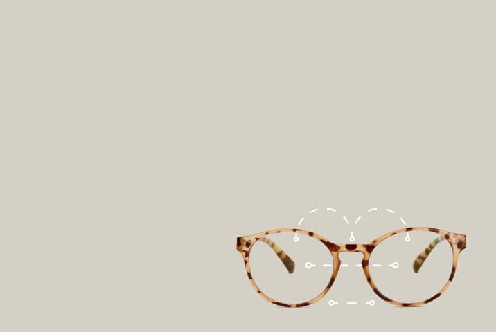 Round tortoiseshell Zenni glasses for heart-shaped faces with styling graphic.