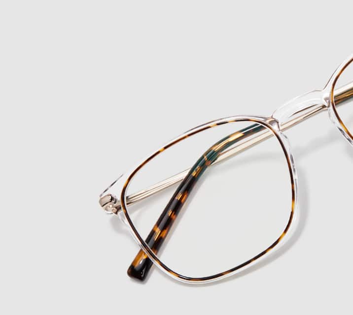 Image of Zenni clear square glasses style #7818725 shown with a light gray background.
