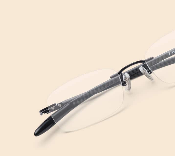 Image of Zenni rimless rectangle style #138512, shown with a light peach background.