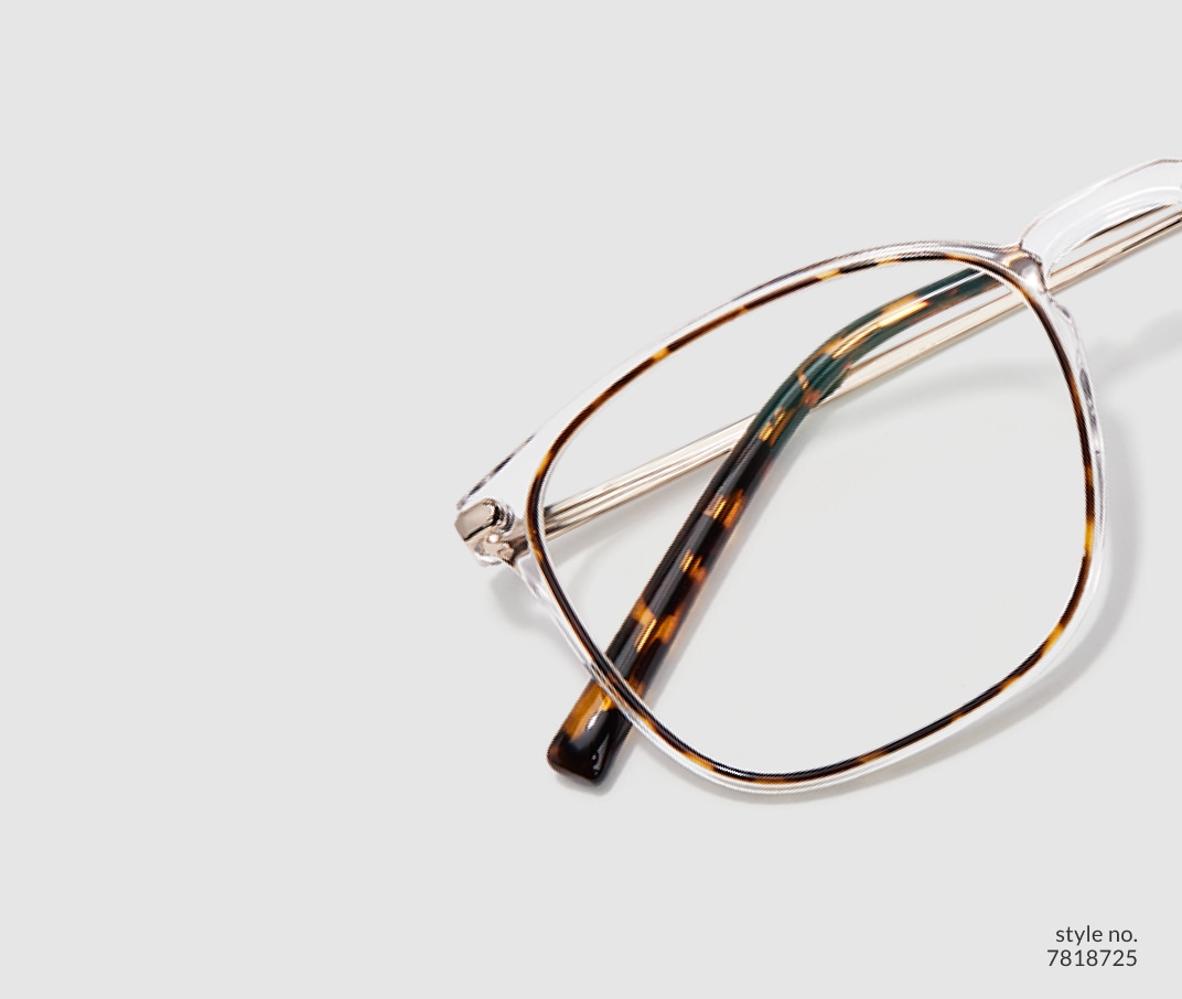 Image of Zenni clear square glasses style #7818725 shown with a light gray background.