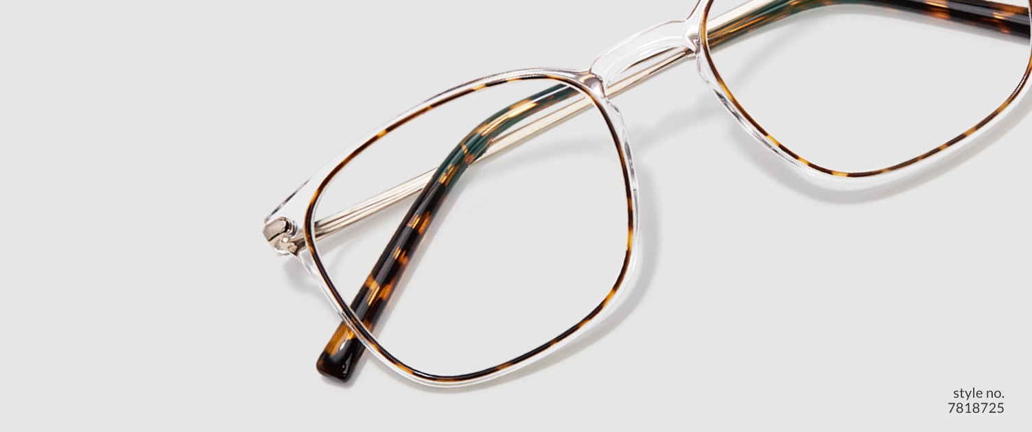 Image of Zenni clear square glasses style #7818725 shown with a light gray background.