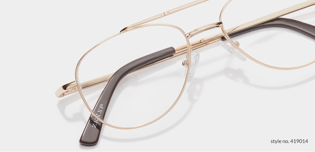  Image of Zenni aviator glasses #419014 against a white background.