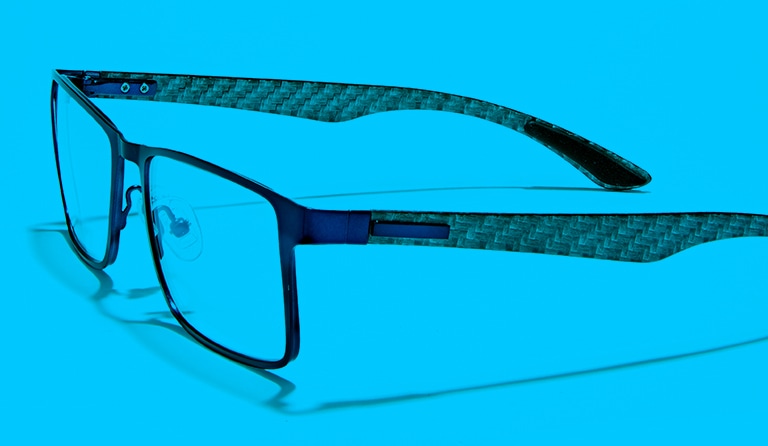 Shop Zenni’s sleek glasses with seriously strong, lightweight carbon fiber temple arms.