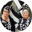 @idiosyncraticfashionistas wearing Zenni black and white polka-dotted glasses.