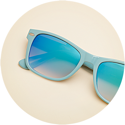 Zenni square frame #270416 with sky blue mirror tint.