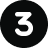 Icon showing a white number 3 on a black background.