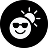 Icon showing a smiley face wearing sunglasses with the sun behind it.