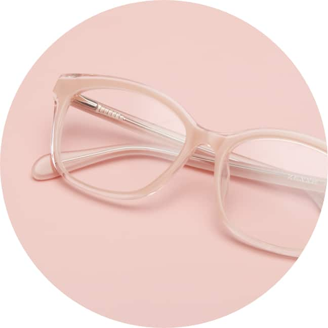 pink plastic eyeglass frames