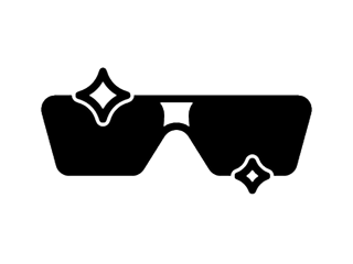 Glasses with 4-point star sparkles on them, indicating good style.