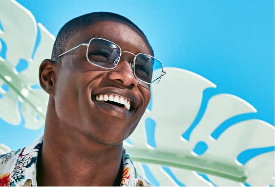 Image of a man wearing Zenni sunglasses outside in the sun.