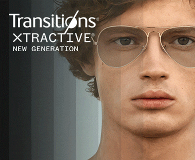 Man in aviator glasses with Transitions® lenses that change from clear to dark.