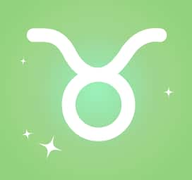 Taurus zodiac icon on a green gradient starry background