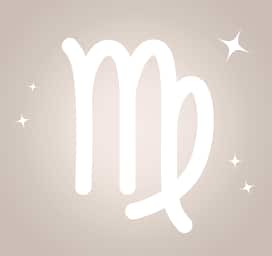 Virgo zodiac icon on a neutral beige starry background