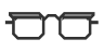 An outline of a pair of browline glasses.