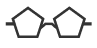 An outline of a pair of geometric glasses.