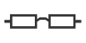 An outline of a pair of rectangle glasses.