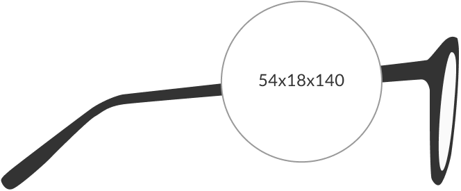 frame measurements inscribed inside temple arm to find the right size glasses