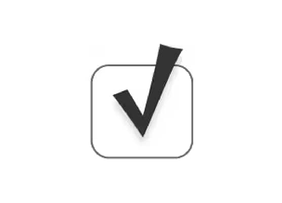 checkmark icon in a box with an arrow checked off for perfect fitting glasses