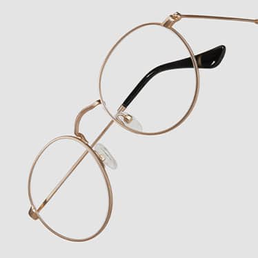 A pair of Zenni optical eyeglass frames with Trivex lenses.