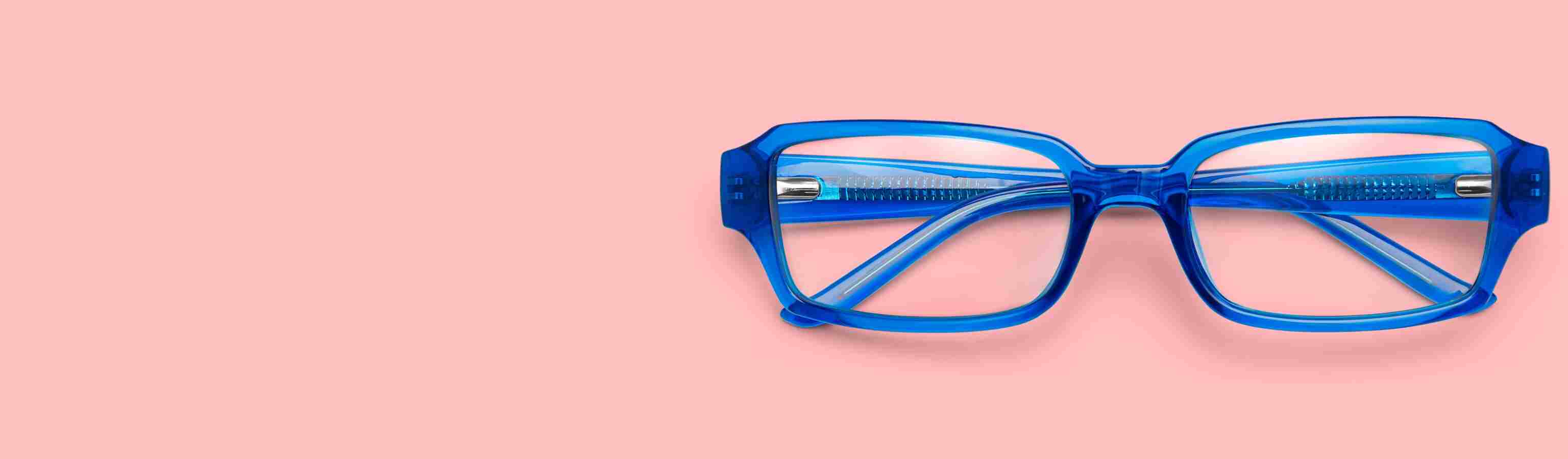 Blue Rectangle Glasses 2027416 with pink background.