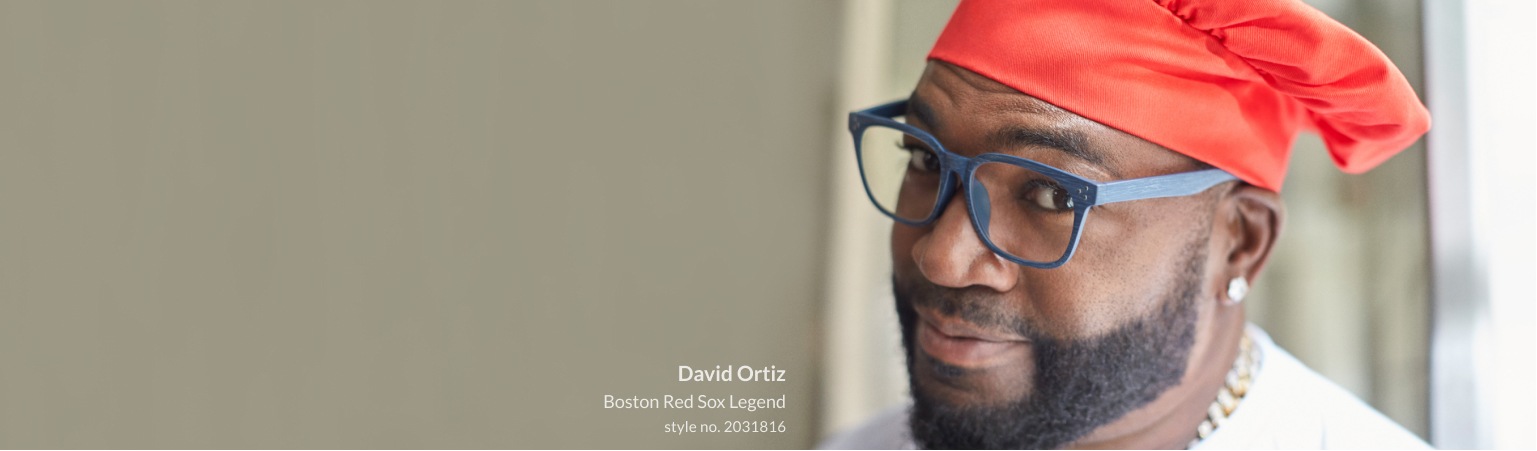 Image of David Ortiz, Boston Red Sox Legend, wearing Zenni blue square glasses #2031816.