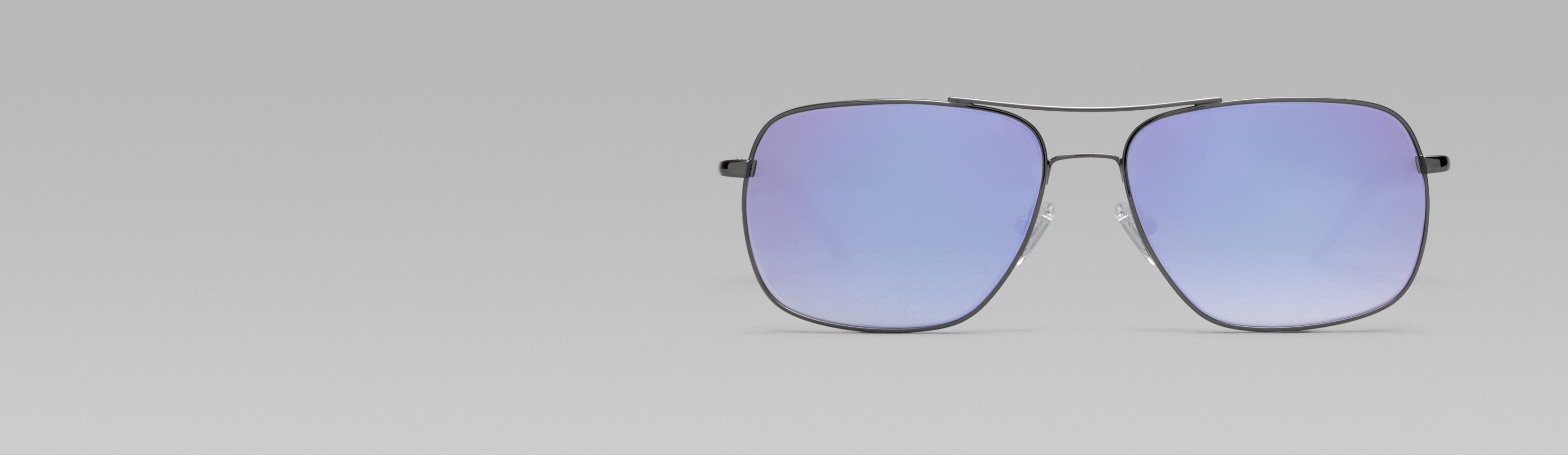 Rotating image of Zenni Premium Aviator Sunglasses #1127812 in gray with tinted lens (gradient gray and blue tint) and mirror coating options (sky blue, moss green, and lavender mirror).