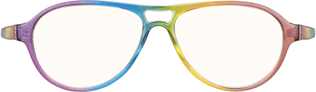 Zenni Aviator Prescription Glasses Rainbow Plastic Full Rim Frame, Universal Bridge Fit, Lightweight, Custom Engraving, Blokz Blue Light Glasses
