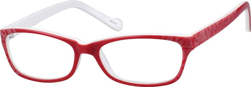 Angle view of Rectangle Glasses 100318 in Red