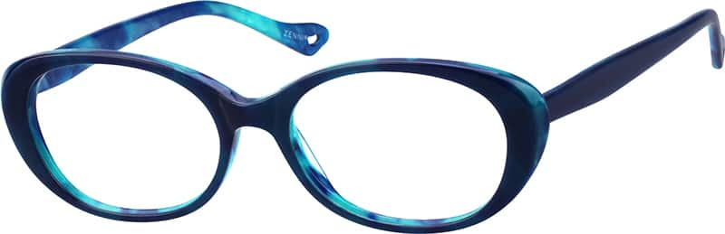 Angle view of Oval Glasses 100816 in Blue