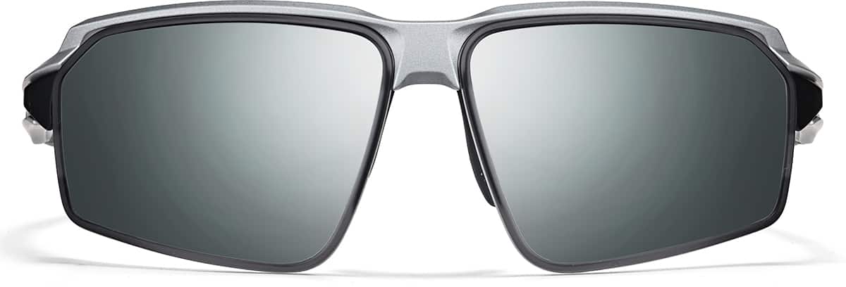 Front view of Zunnies - Rectangle Wrap-Around Sunglasses 1010111 in Silver