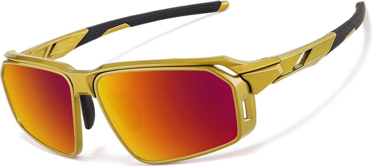 Gold with Gold Mirror Active Wrap-Around Sunglasses #T99521414 | Zenni  Optical