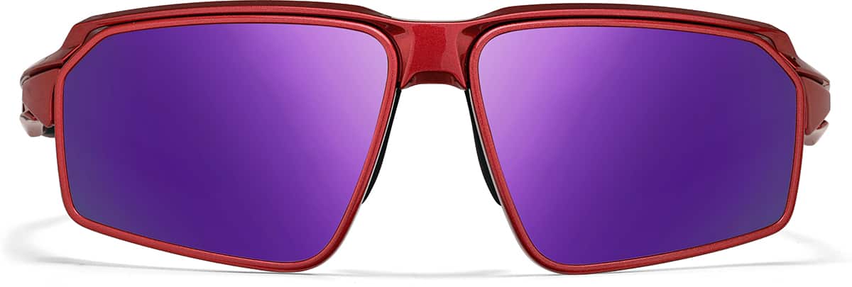 Front view of Zunnies - Rectangle Wrap-Around Sunglasses 1010118 in Red