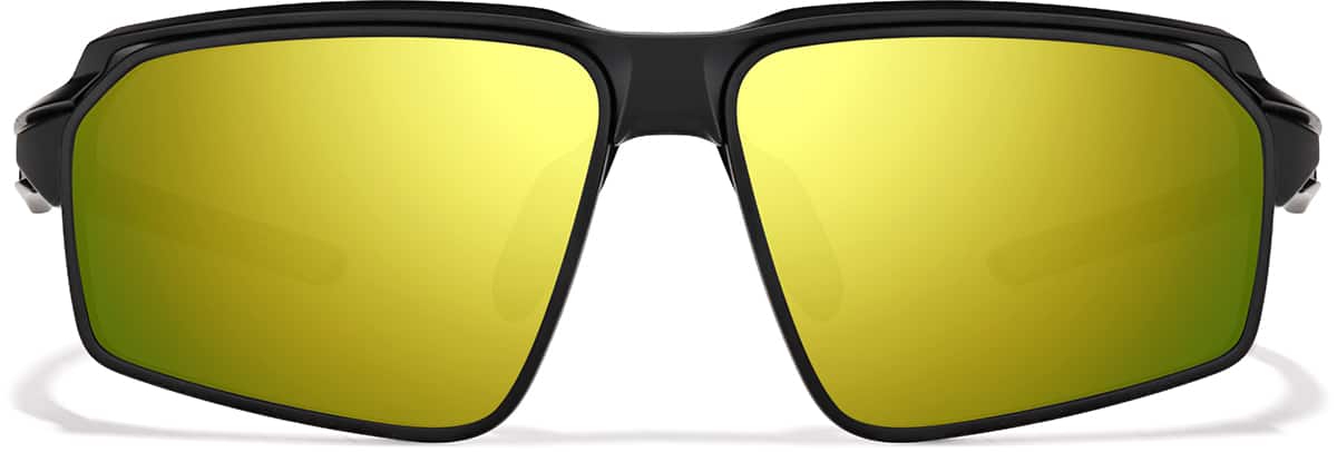 Front view of Zunnies - Rectangle Wrap-Around Sunglasses 1010121 in Black
