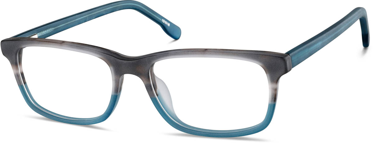 Zenni Mens Rectangle Prescription Glasses Blue Plastic Full Rim Frame