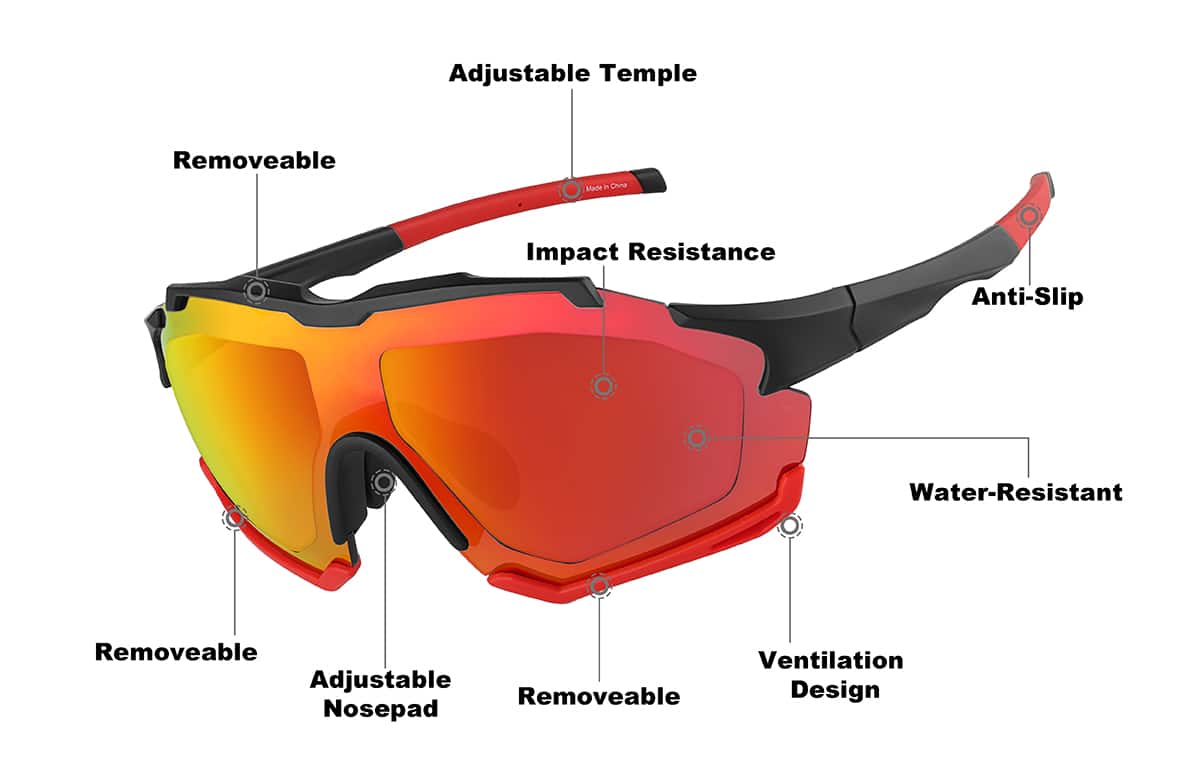 Black and Red Zunnies - Wrap-Around Visor Sunglasses