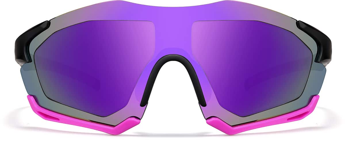 Front view of Zunnies - Wrap-Around Visor Sunglasses 1010517 in Purple and Black