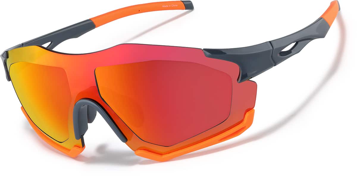 Orange and Gray Zunnies - Wrap-Around Visor Sunglasses