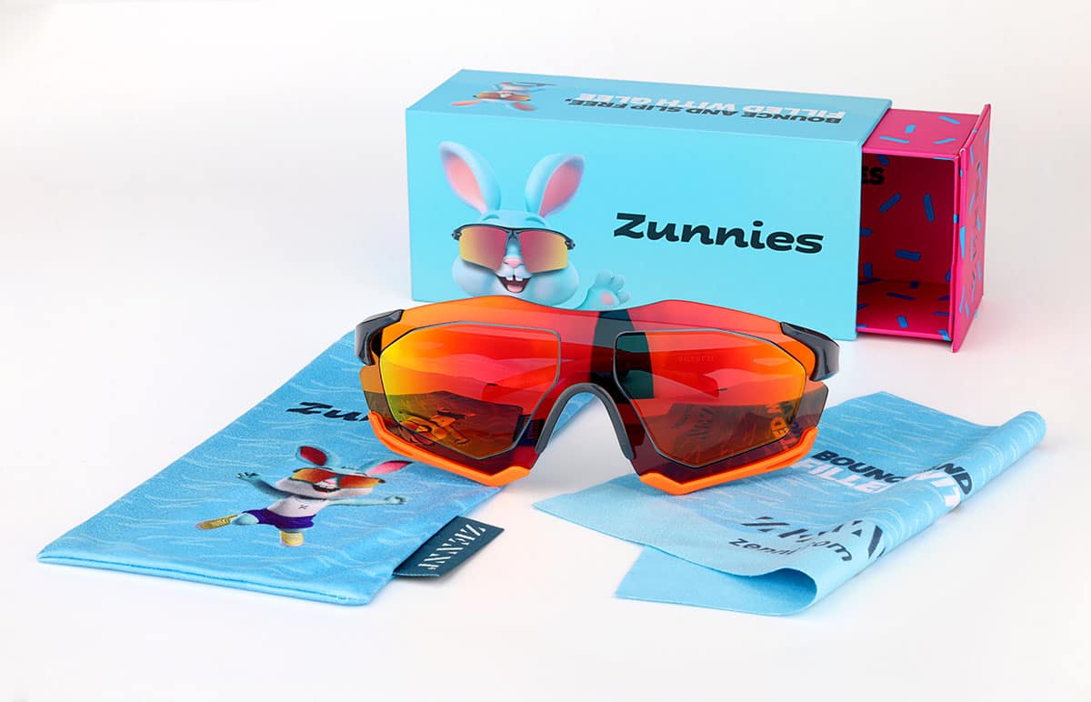 Orange and Gray Zunnies - Wrap-Around Visor Sunglasses Orange and Gray Zunnies - Wrap-Around Visor Sunglasses