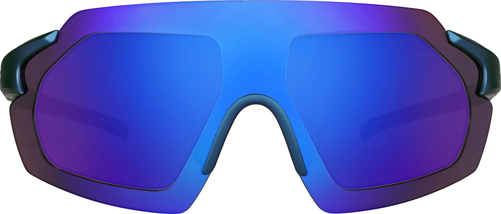 Front view of Zunnies - Wrap-Around Shield Sunglasses 1010616 in Blue with Blue Mirror