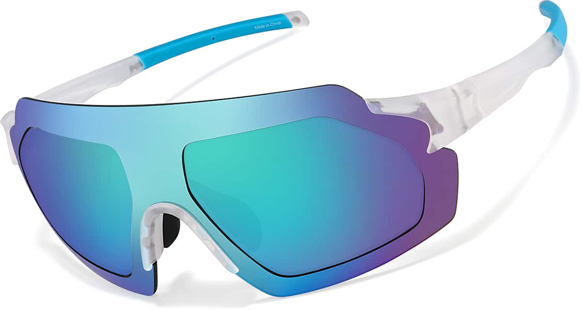 Clear with Sky Blue Mirror Zunnies - Wrap-Around Shield