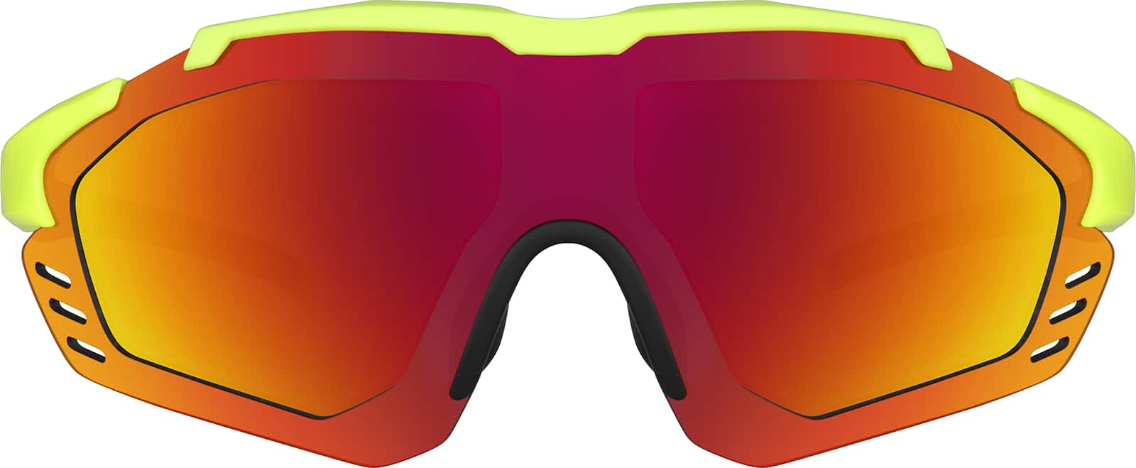 Front view of Zunnies - Wrap-Around Shield Sunglasses 1010722 in Yellow with Red Mirror