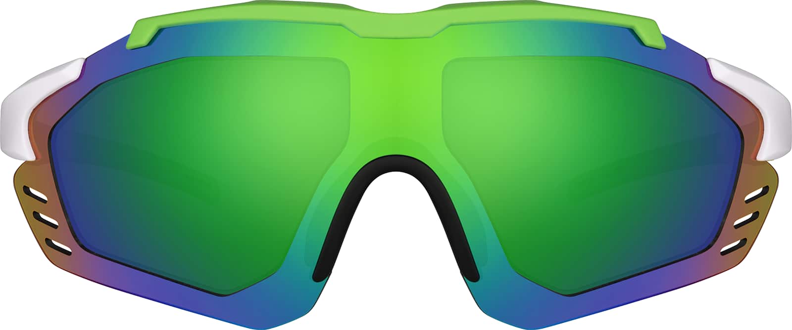 Front view of Zunnies - Wrap-Around Shield Sunglasses 1010724 in Green with Green Mirror