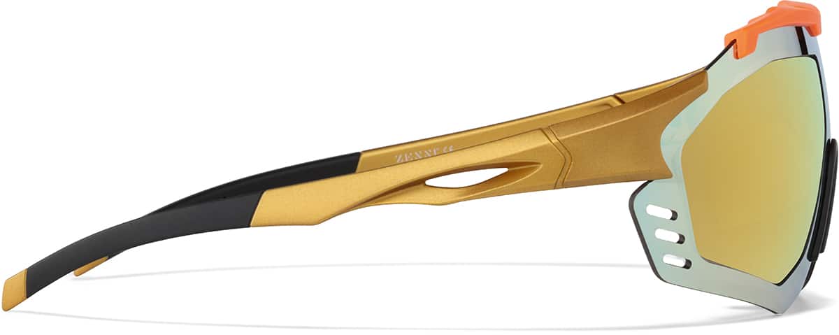 Orange with Gold Mirror Zunnies - Wrap-Around Shield Sunglasses