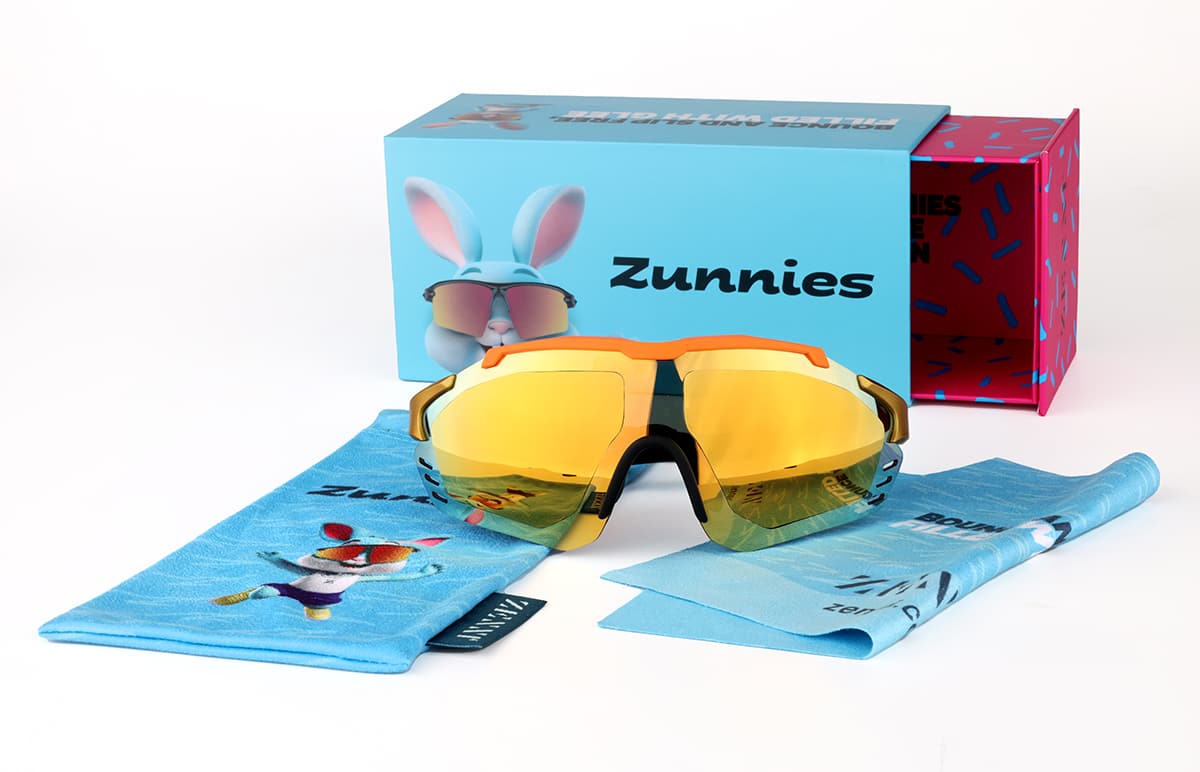 Yellow with Red Mirror Zunnies - Wrap-Around Shield
