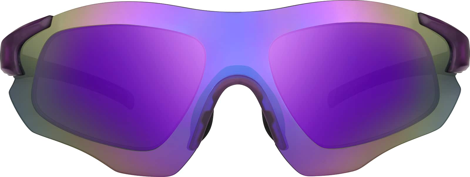 Front view of Zunnies - Wrap-Around Shield Sunglasses 1010817 in Purple with Purple Mirror