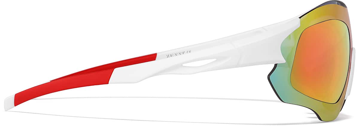 Side view of Zunnies - Wrap-Around Shield Sunglasses 1010830 in White with Rose Gold Mirror